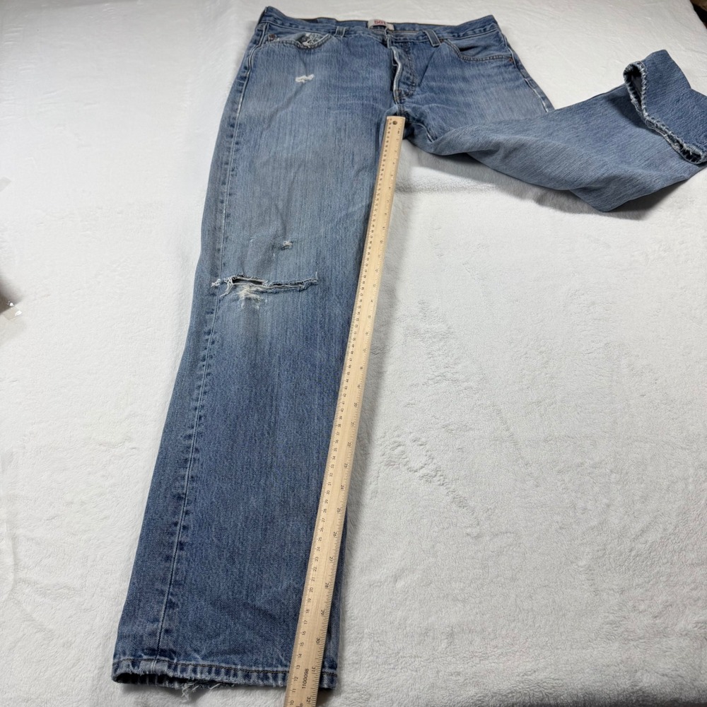 Levi's‎ 501 Original Fit Jeans Mens 36x34 Blue Good Distressed Straight Leg - Picture 11 of 12
